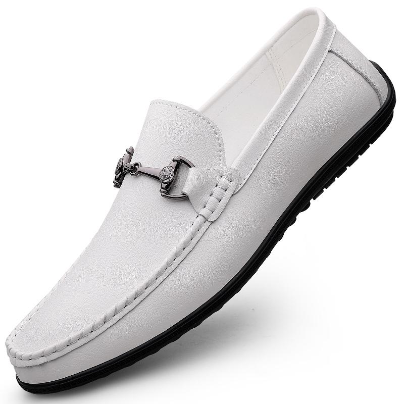 Fashion Fashion Brand Men Spring Comfortable Leisure Loafers Outdoor Men Breathable Punched Casual Leather Shoe Soft Soled Driving Shoes