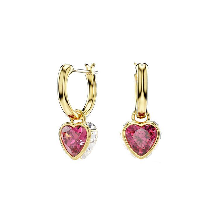 Swarovski Chroma Heart Pendant Design Gold Plated Crystal Zirconia Earrings Women earrings 5684760 Box (Random Color)