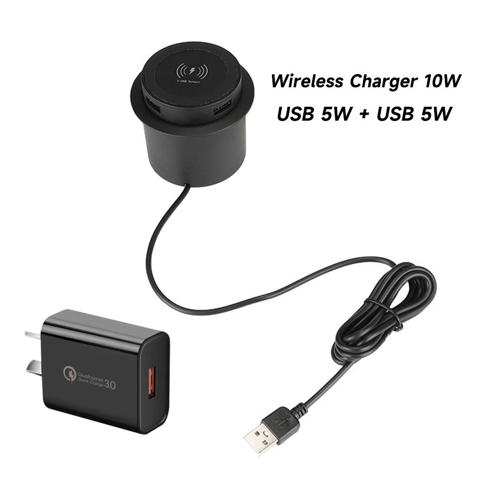 46W Furniture Desktop Embedded Table Wireless Charger Station QC3.0 USB Type C PD Fast Charging For iPhone 13 14 12 Samsung S23