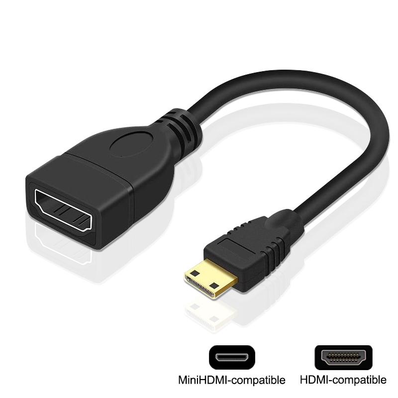 

Мини HDMI-совместимый к HDMI-совместимому кабелю Мини HDTV Папа к HDMI-совместимому Мама Адаптер Кабель-конвертер для ноутбука DSLR 0.15m чёрный