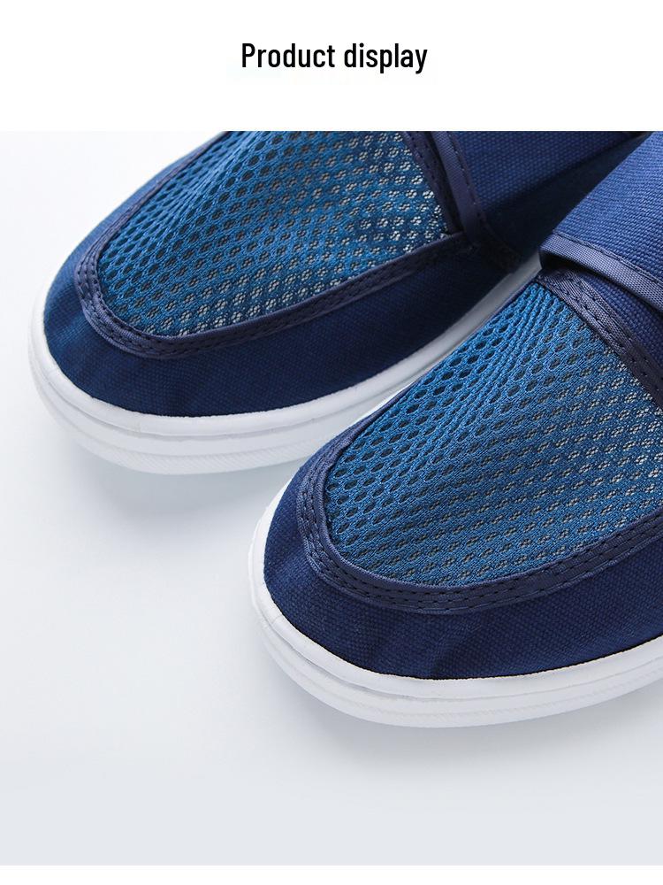 Breathable Anti-static Mesh Shoes with Thick Soft Soles and Non-slip Velcro Canvas