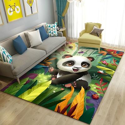 Alfombra de área 3D de dibujos animados de panda lindo, alfombra para sala de estar, dormitorio, sofá, felpudo, decoración de cocina, alfombra de suelo antideslizante para niños