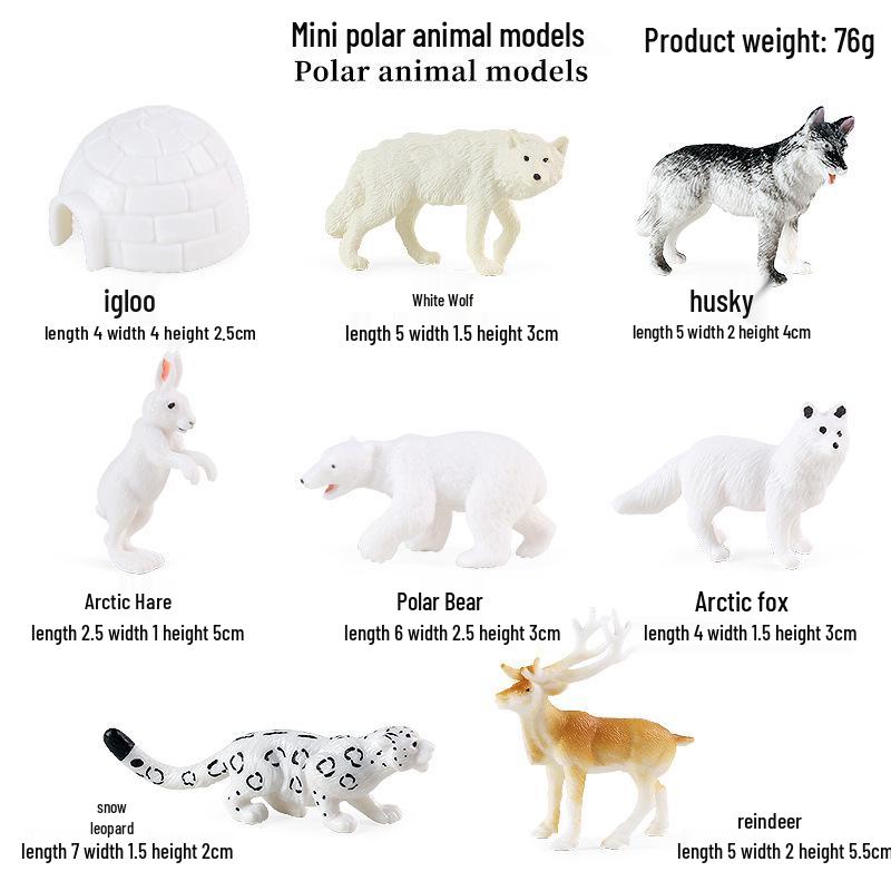 Polar Wildlife Animal Model Toy Set: Polar Bear & Penguin
