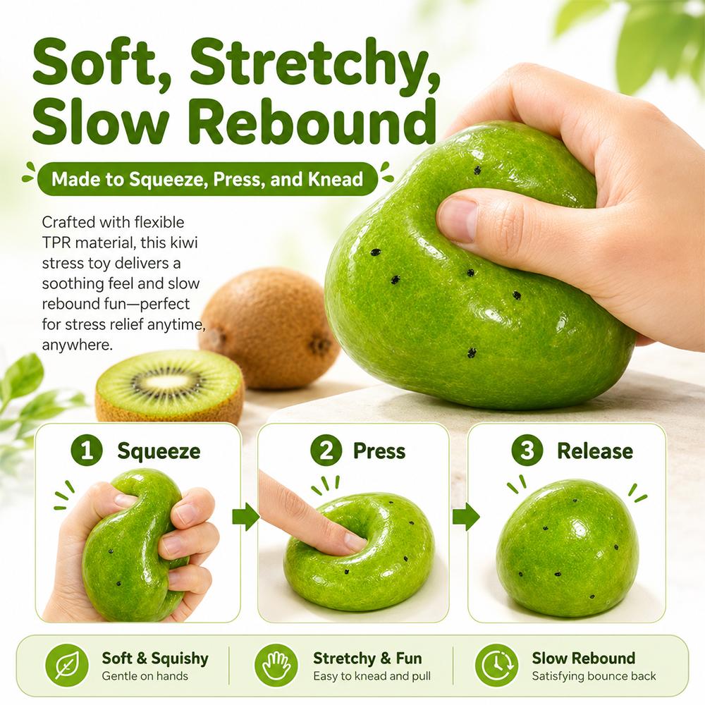 2027 Hot Sale Fruit Ice Sand Squishy Ball Handmade Watermelon/Kiwi/Potato Squeeze Toy, Helps Relieve Anxiety, Funny Adult Gift