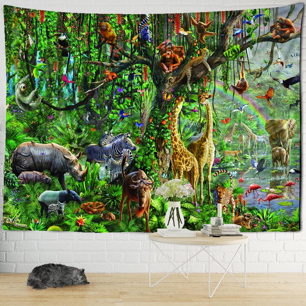 

Гобелен эпохи динозавра на стене, абстрактное искусство, животное, психоделическое колдовство, тайна, тапиз, домашний декор для спальни 95x70cm