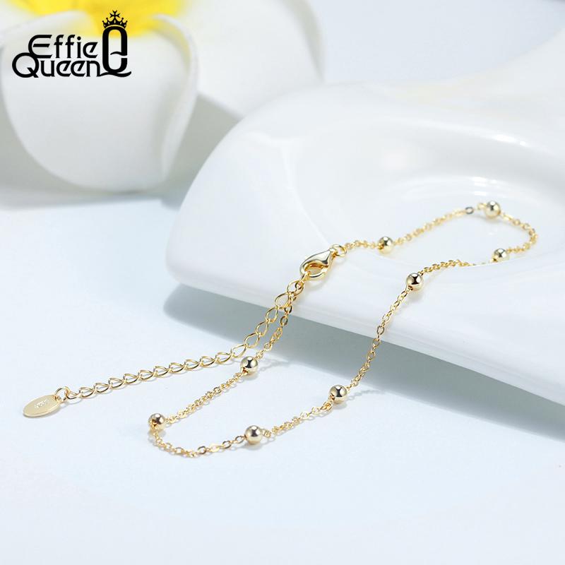 Effie Queen Trendy 925 Sterling Silver Anklet Satellite Link Chain Anklet Bracelet Summer Jewelry Wear Daily Foot Barefoot SA05