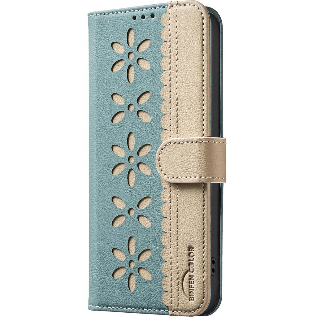 Colorblock Small Flower Leather Case with RFID for OPPO RENO 14F 5G & More (36 Models)