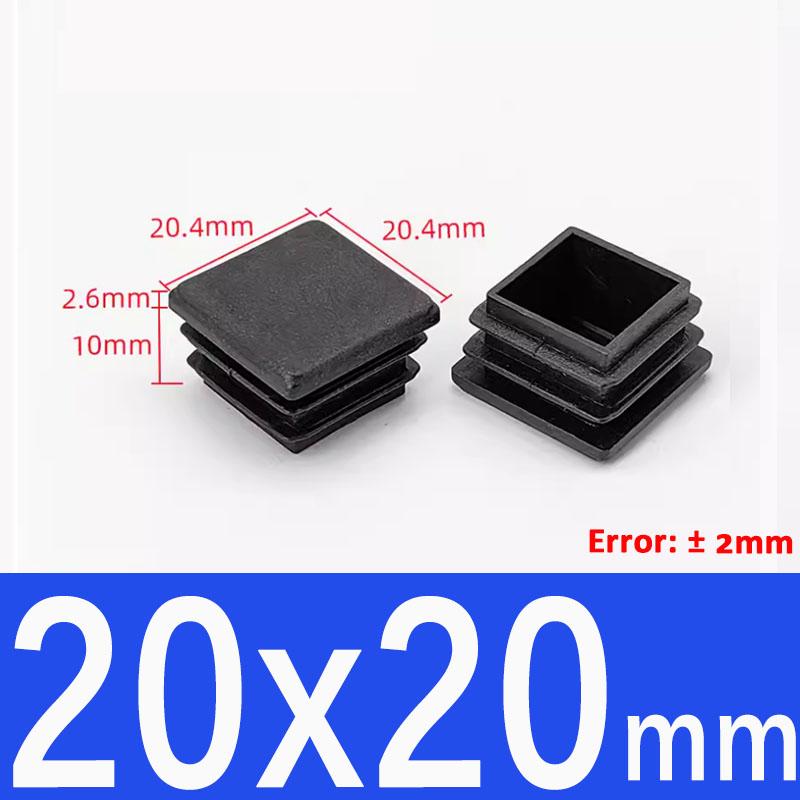 

Прямоугольная/квадратная черная пластиковая заглушка для торца трубы, заглушка для трубы, стальная ножка, заглушка 15x15 мм до 100x100 мм 10Pcs(Black)