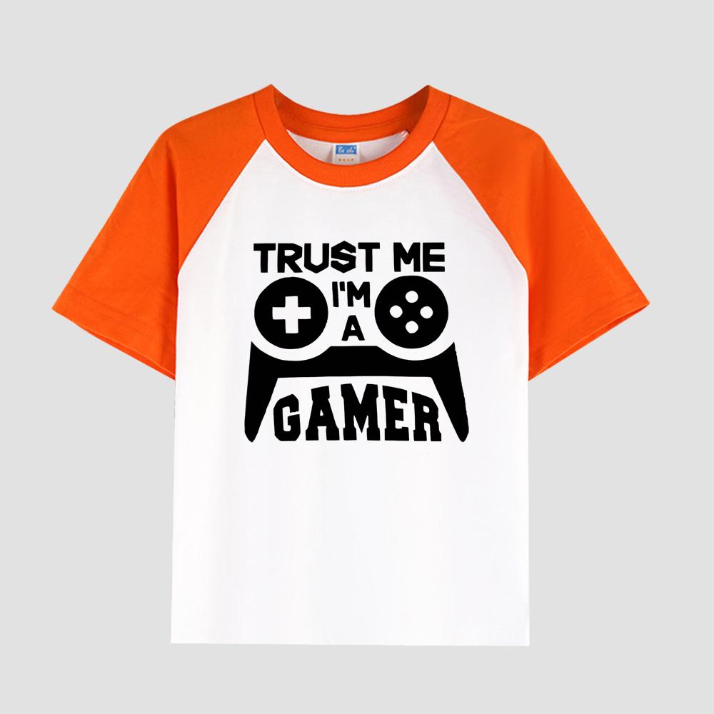 

Детская футболка с принтом и заниженной линией плеч, хлопковая ткань, повседневный модный топ с коротким рукавом для мальчиков на лето 150cm