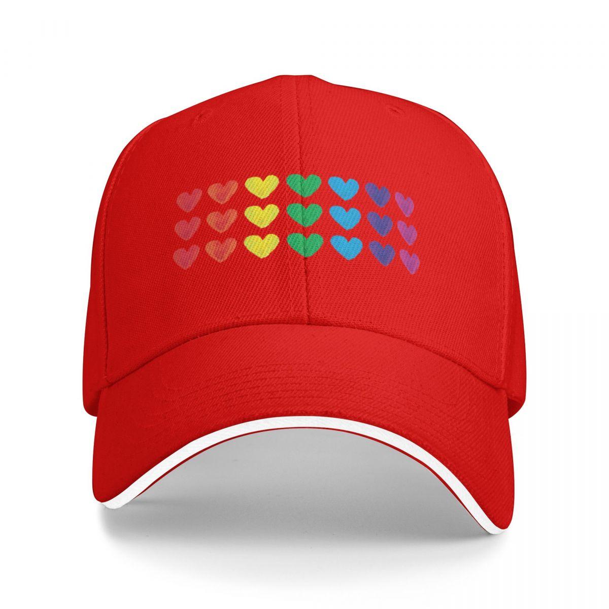 Rainbow Hearts Horizontal Stripes Baseball Cap Luxury Cap Hat Unisex Luxury Military Cap Unisex Vintage Unisexs Hats Womens