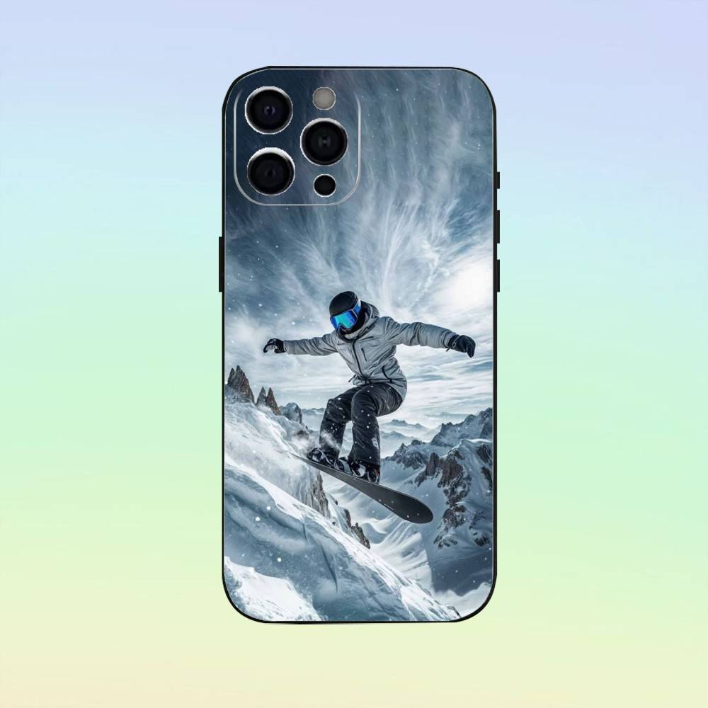 Skifahren Schnee Snowboard Ski Handyhülle Silikon Weich Für IPhone 17 16 15 14 13 12 11 Schwarz Weiche Silikonhülle