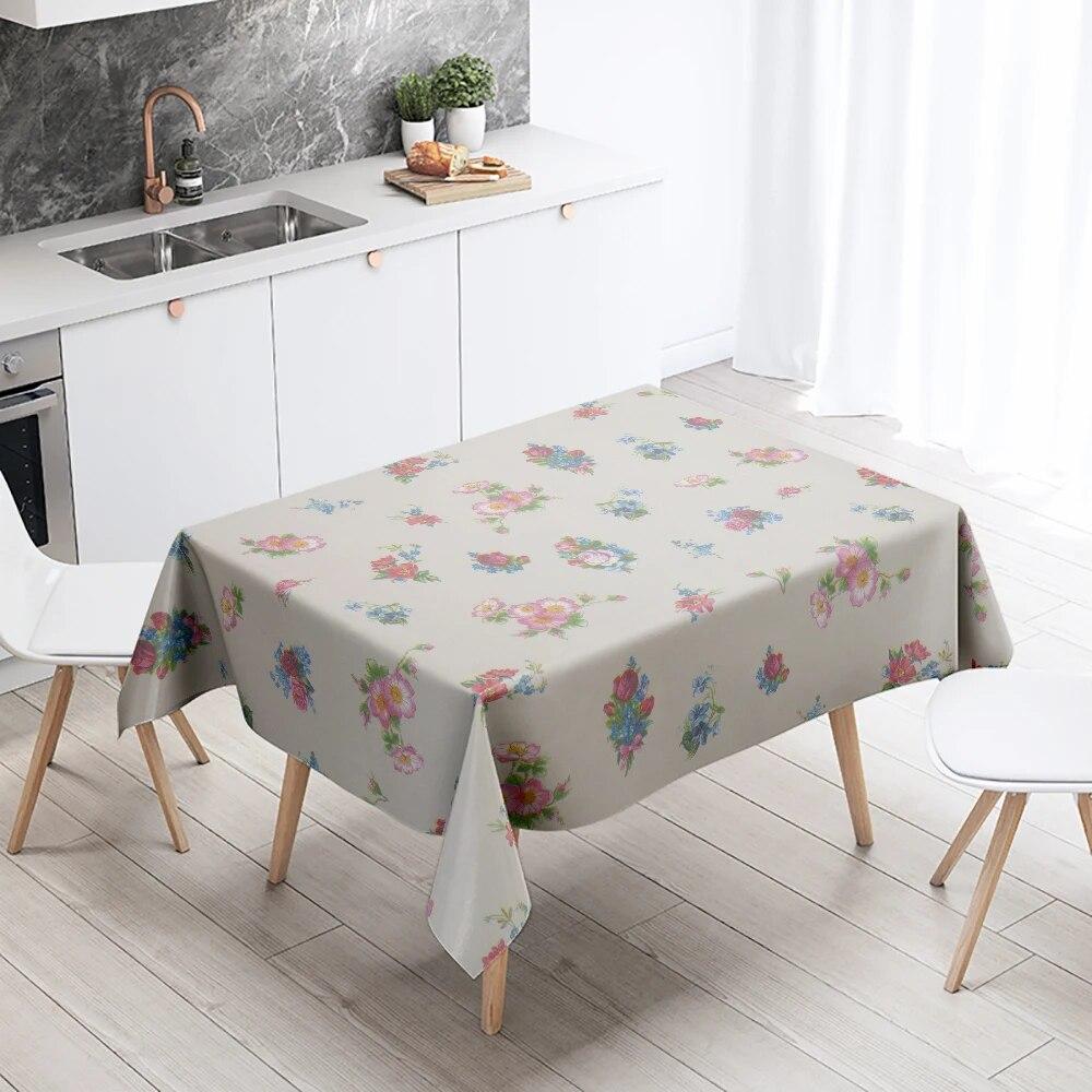 Kat Floral Tablecloth Home Decoration Anti-fouling Waterproof Dining Table  Rectangular Kitchen Fireplace Countertop