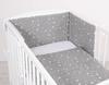 Double-sided 2-piece cotton children's bedding set - mini white stars on gray/white
