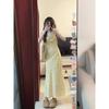 French Girl Floral Medium and Long Ruffle Skirt Female Sexy Slim Summer Vacation Lace Suspender Dress