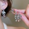 Luxury Rhinestone Leaf Flower Clavicle Necklace & Earring Set for Women