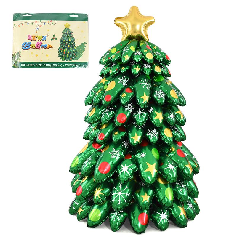 4D Christmas Tree Balloon 2024 Xmas Party Large Standing Foil Balloon Set 2025 New Year Merry Christmas Decoration for Home