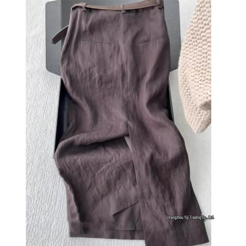 2025 Elegant Khaki Summer Set: Stylish Hollowed-Out Top & Outfit
