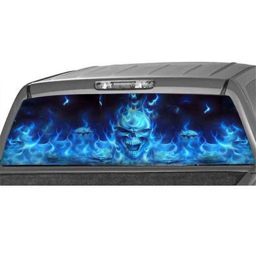 Funny Scary Car Rear Window Stickers Horror Skull Flaming Decals For Truck SUV