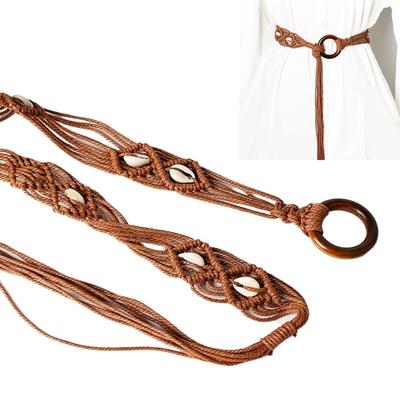 Bohemia Braided Waist Chain Versatile Lace-up Waist Belt Retro Tie Waist Rope  Women's Fashion