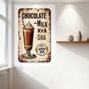 Vintage Metal Tin Sign Chocolate Milkshake Frappe with Whipped Cream Retro Wall Decor for Café Dessert Shop Man Cave Home Art