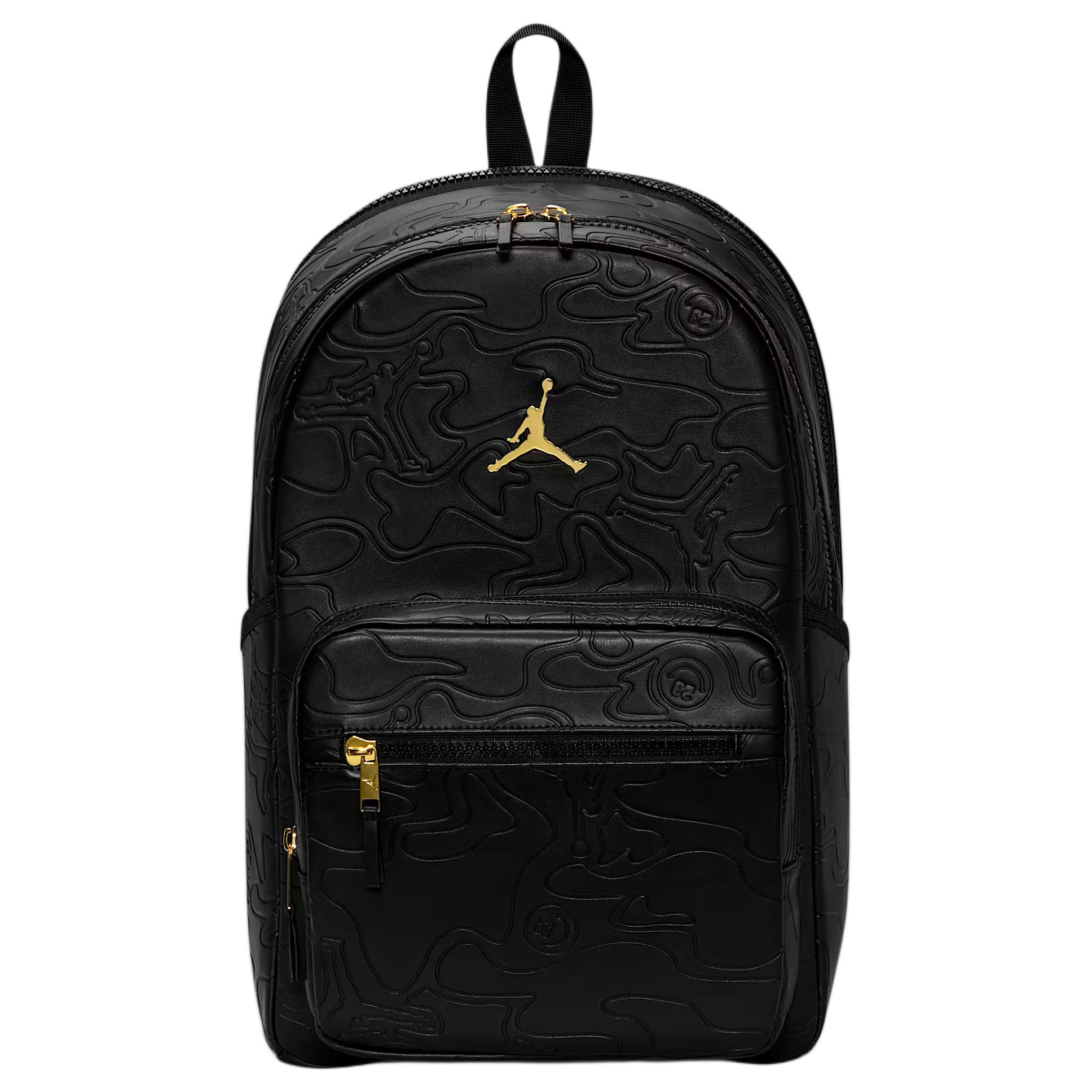 

Jordan Dark Pattern Texture Gold Label PU Backpack Regular Unisex Couple Unisex backpack Black IQ2944-010 Black & Gold
