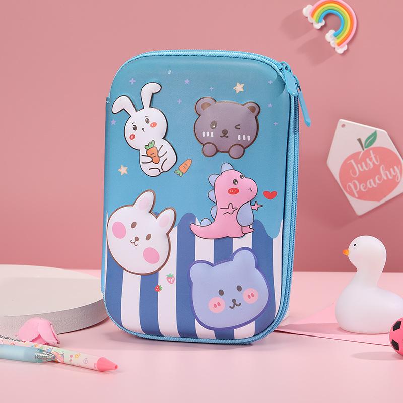 Grote Potlooddoos 3D Cartoon Schrijfgerei Etui Pennenhouder Schoolbenodigdheden EVA Eenhoorn Jongens Meisjes Potlood Etui Tas Roze Blauw