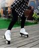 Rose Red Double Row Adult Roller Skates with Flashing Wheels - Leather Style