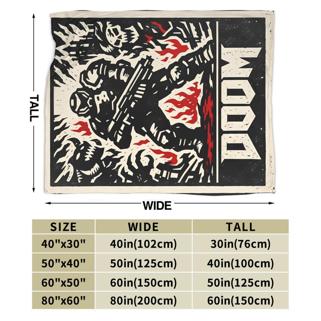 Doom Slayer Gaming Flannel Blanket Super Warm Bedding Throws For Outdoor Travel Office Novelty Bedspread Sofa Bed Cover