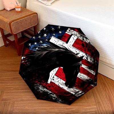 1 PC Automatic Folding Umbrella - Horse Pattern, Portable & Foldable Design with 8 Ribs, Christmas Birthday Gifts