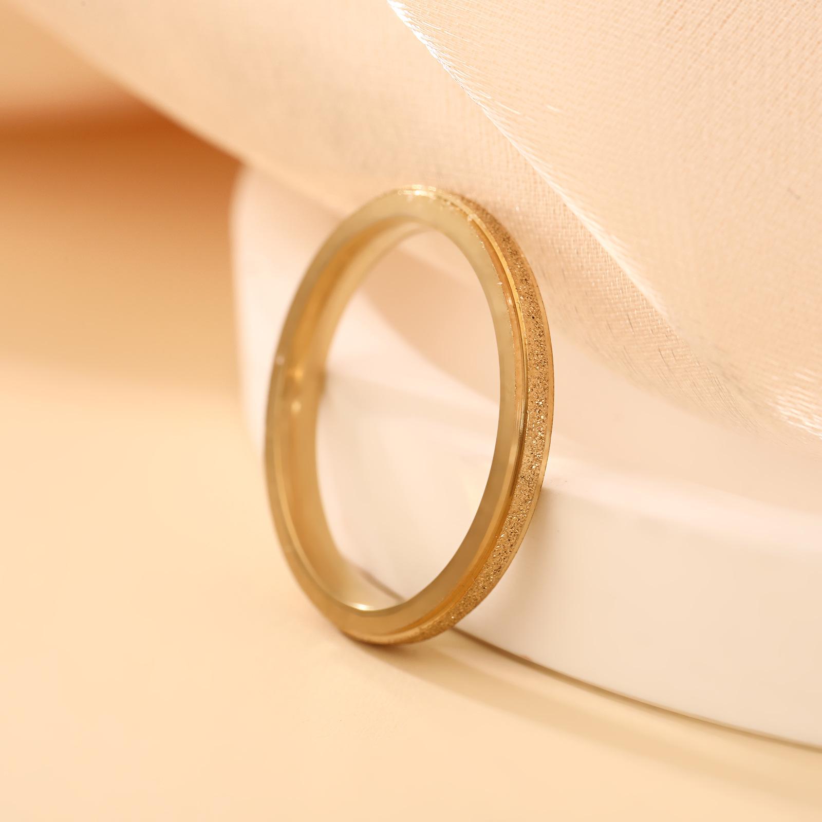 

Matte Stainless Steel Gold Color Ring Women Men Minimalist Trendy Rings Couple Zircon Wedding Gift Wholesale 11
