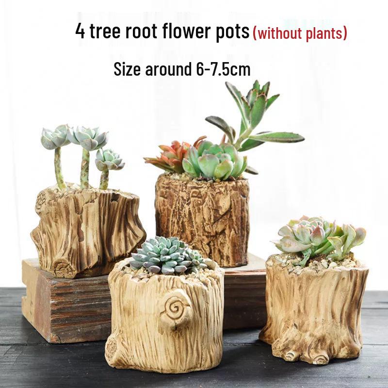 Breathable Ceramic Indoor Succulent Planter Set - Creative Small Flower Pots