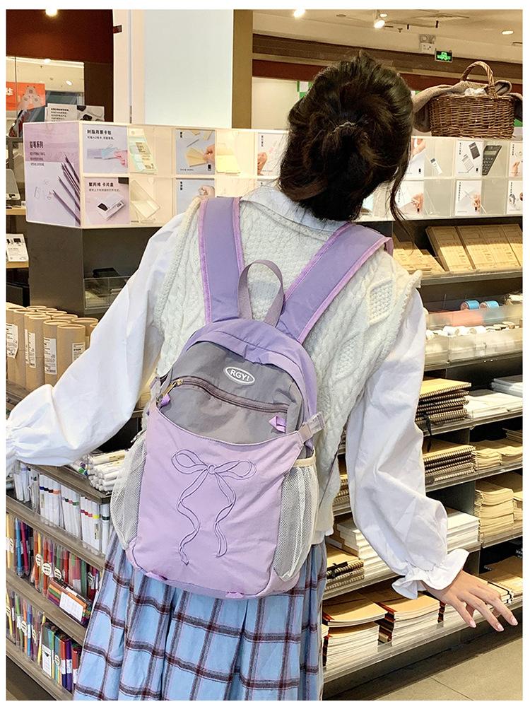 Schoolbag manufacturers wholesale girl small fresh embroidery bow backpack school super light cute schoolbag short-distance backpack tide