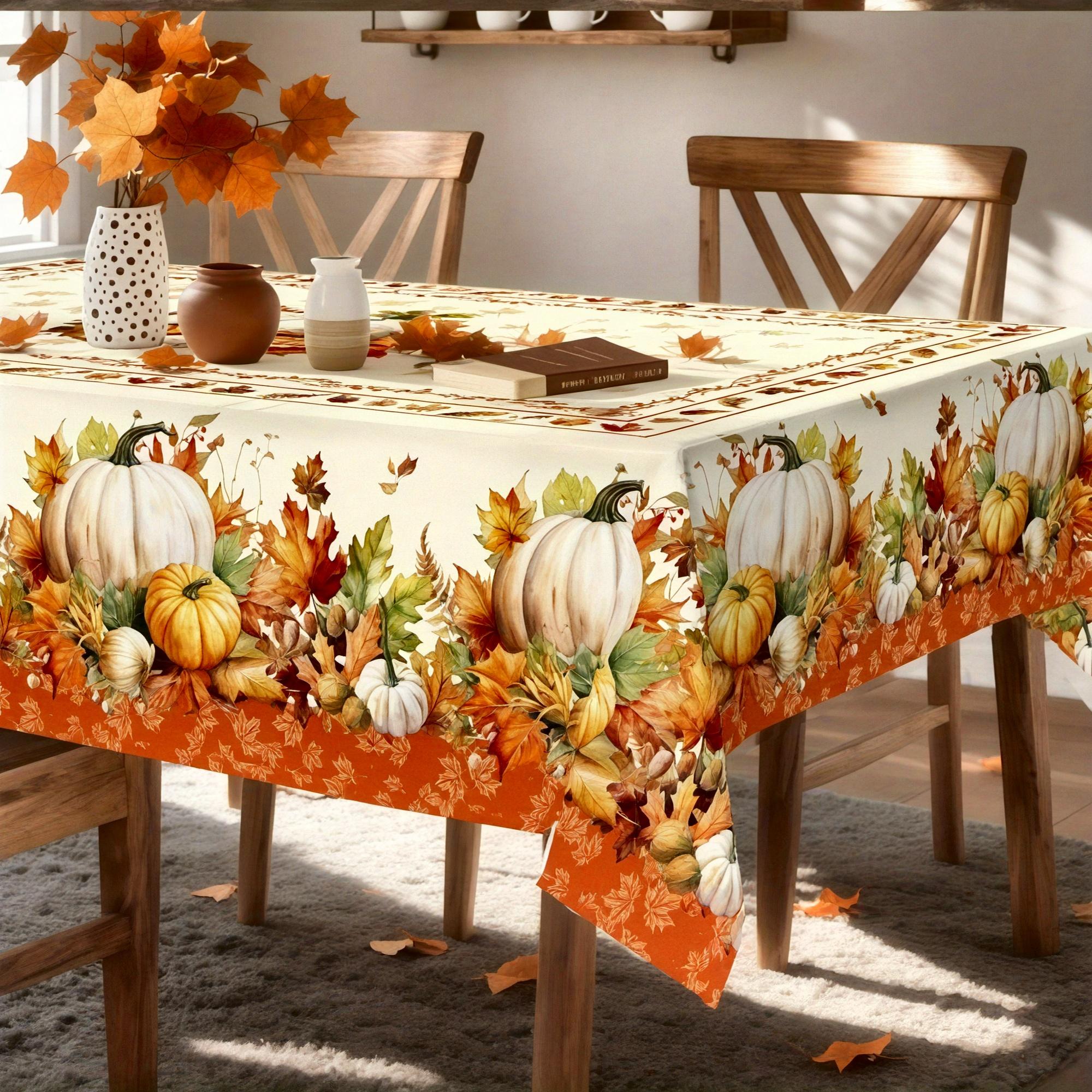 Herfst Oogst Rechthoekige Tafelkleed voor Tafeldecoratie Keuken Eetkamer Waterdicht Herbruikbaar Tafelkleed voor Tafels Feestdagen 140x200cm