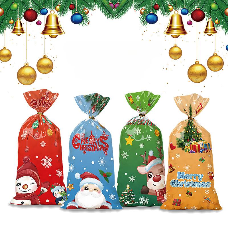 Cartoon, Four In One, Christmas Candy Packaging Bag, Santa Claus Gift Bag, Biscuit Flat Mouth Bag, OPP