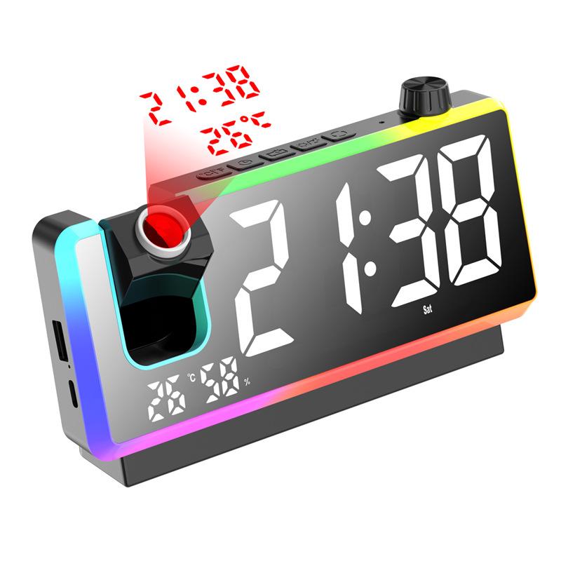 New Symphony Projection Alarm Clock Time and Temperature Dual Projection Clock LED Large Screen RGB Electronic Alarm Clock