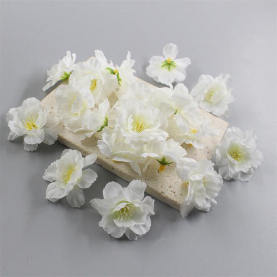10 Pcs Artificial Cherry Blossom Flower Heads Mini Fake Silk Cherry Blossom Flower for Crafts Bridal Hair Clips Headbands Dress DIY Accessories