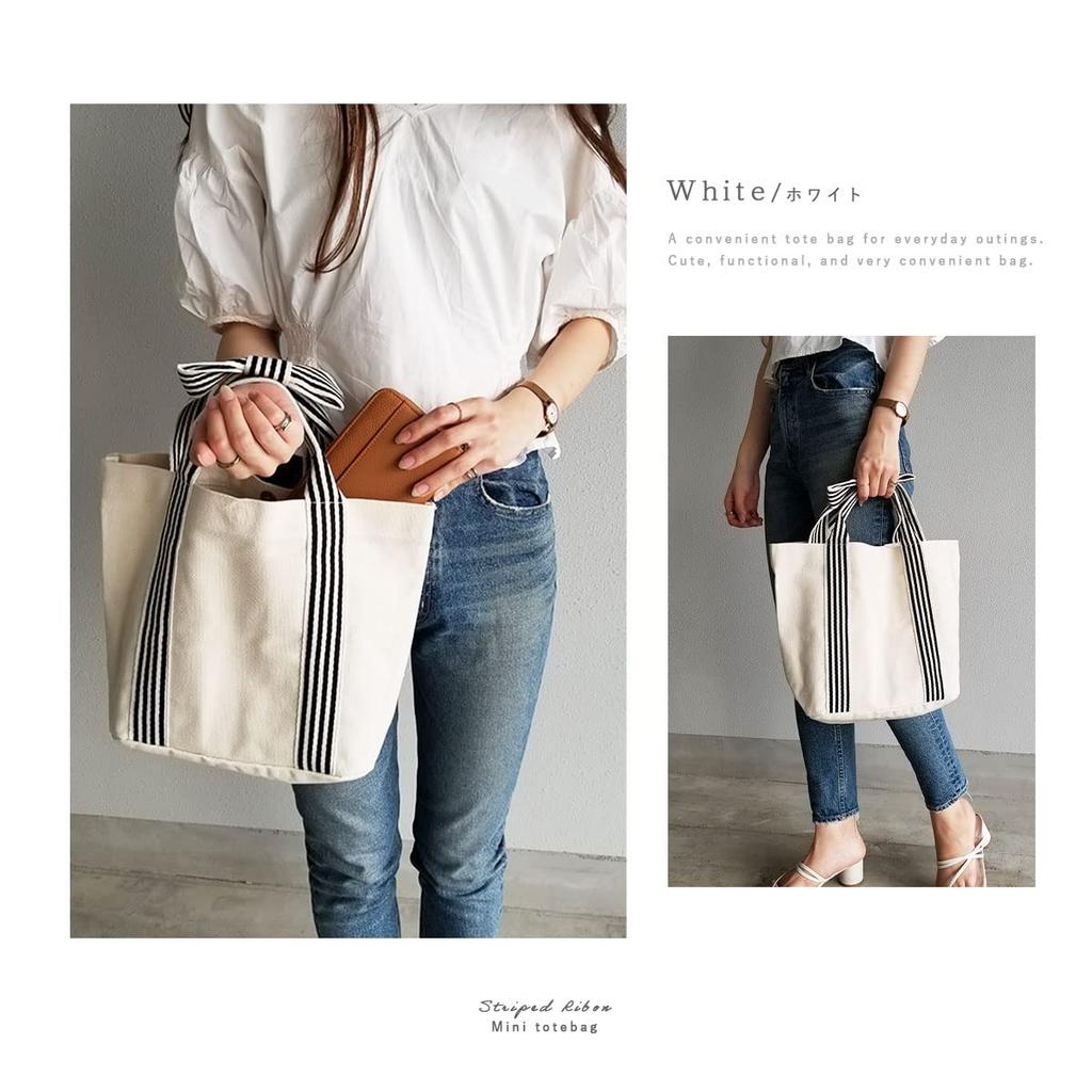 Gisele Small Tote Bag with Large Canvas Ribbon Perfect for and Cute Women's Capacity, Fabric, Lightweight, Detail, Commuting, School, Outings,