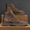 Autumn and winter large size hot-selling retro high-top men's shoes genuine leather Martin boots velvet thermal casual shoes