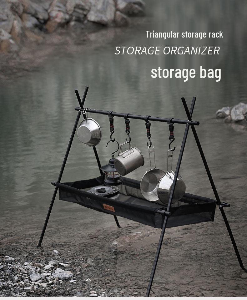 Mountain Fun Outdoor Folding Tripod Rack: Pot, Lamp & Storage Holder