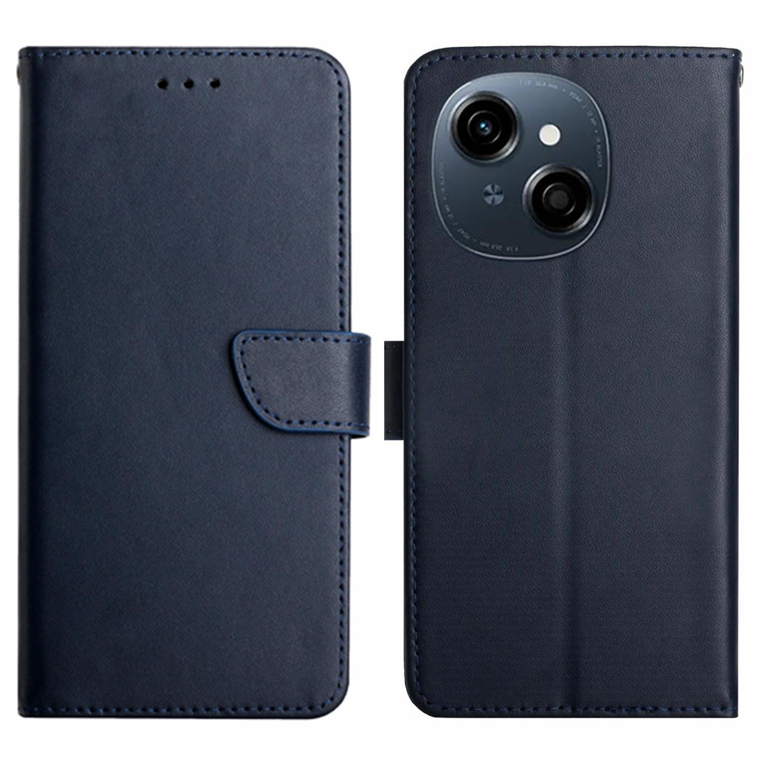 

Phone Case For TECNO Spark Go 1/Spark Go 2025/Pop 9 4G Genuine Cow Leather Cover Nappa Texture Blue