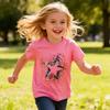 Girls' Summer Short-Sleeve T-Shirt with Embroidered Sequins and Five-Pointed Star for Ages 2-7