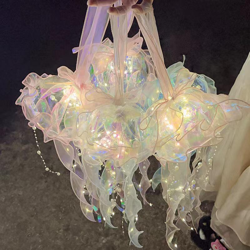 Glowing Jellyfish Lantern Night Light: Decorative Hanging Lamp for Girl's Room
