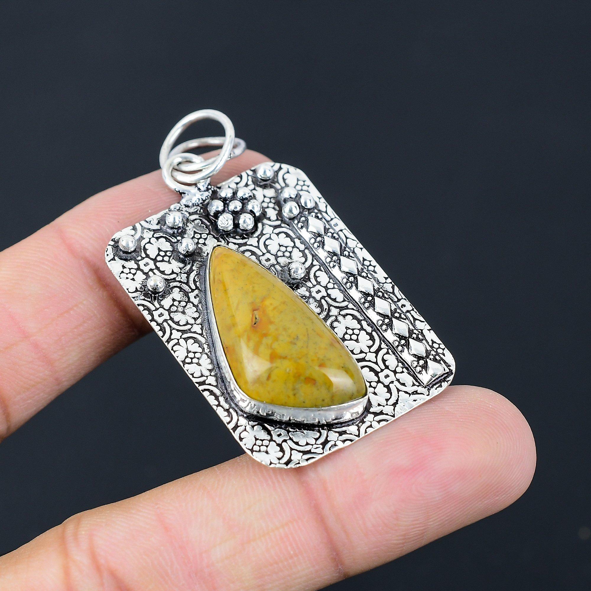 

Trillion Polychrome Jasper Gemstone New Birthday Pendant Jewelry Sterling Silver