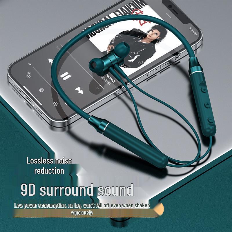 New Neck-Hanging Bluetooth Wireless Sports Earphones with In-ear Magnetic Silicone Design