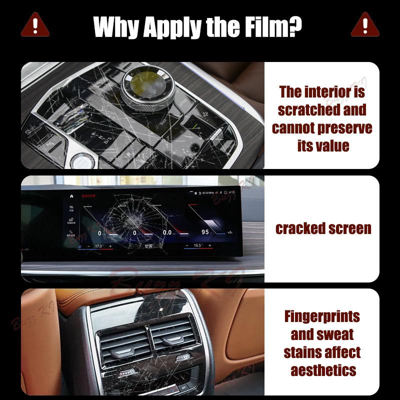 For VW Tiguan L Pro 2024-Pre Car Interior Center Console Transparent TPU Protective Film Anti-scratch Repair Film Accessories