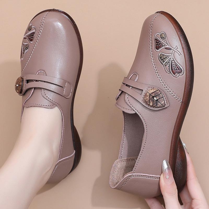 New Shoes Soft Sole Single Shoes Medium and Old Women's Shoes Comfortable Middle-aged Non-slip Spring and Autumn Leap Month Elderly Leather Shoes