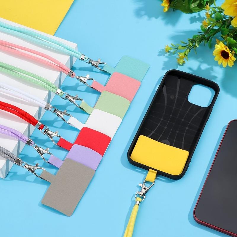 1Pc Phone Lanyard Adjustable Detachable Neck Cord Lanyard Strap Carabiner Compatible Pendant with Card for Mobile Key Fobs Colors