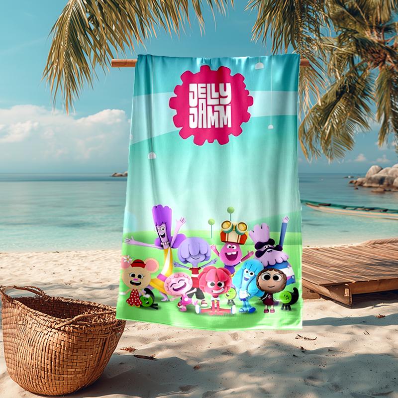 Ultra-Soft Beach Towel with Jelly Jamm Theme,Ideal for Pool - Camping, Diving - Perfect Travel Essential, Vibrant Beach Towel.