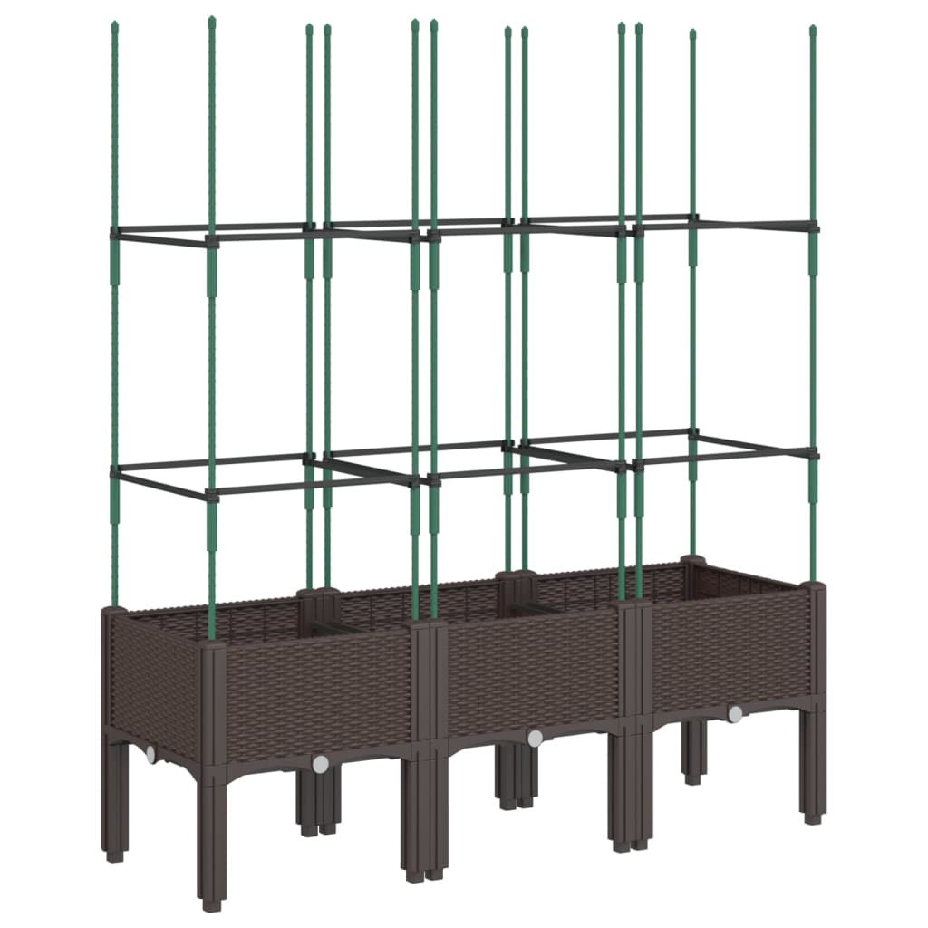 Planter with Trellis Brown 120x40x142.5 cm PP