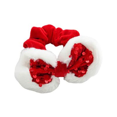 Velvets Ponytail Holder Stylish Christmas Themed Hair Tie Plushs Bowknots Hair Bands Sequins Hair Tie for Women and Girl